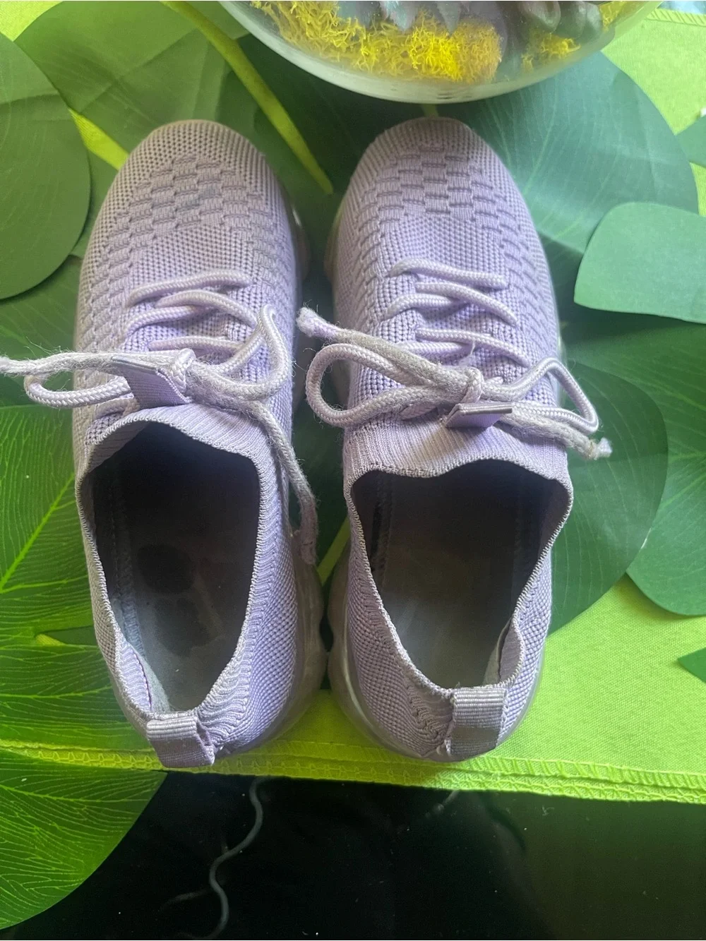 Lilac Knit Slip-On Sneakers - Lavender Casual Trainers